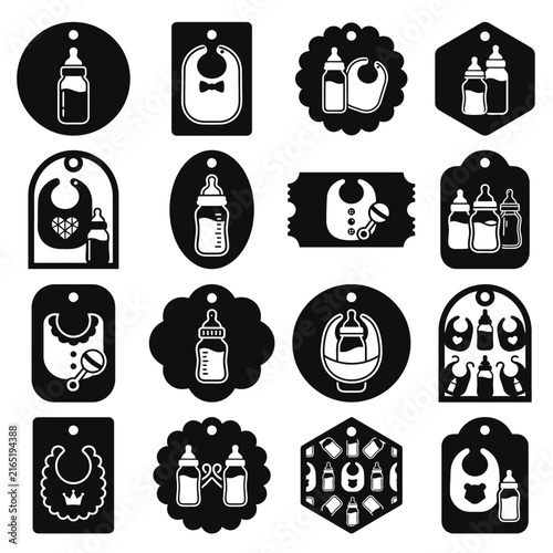 black and white icons set