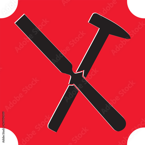 Minimalist Black Carpentry Hammer tool Silhouette Vector Illustration for Graphic Design