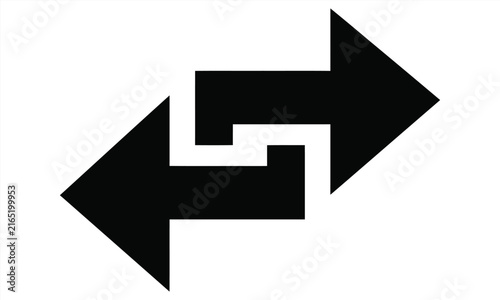 Fotografie Two opposite horizontal arrows pointing in different directions representing swa