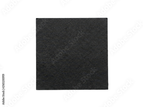 Photorealistic 3d cgi render of dark black square rough texture isolated on background for professional graphic design