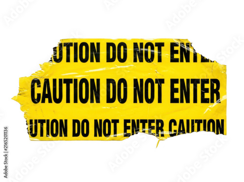 Photorealistic 3d cgi render of yellow black danger caution tape isolated on background for professional graphic design