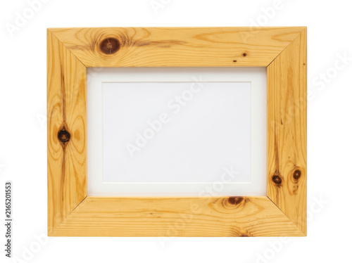 Photorealistic 3d cgi render of empty blank wooden picture frame isolated on background for professional graphic design