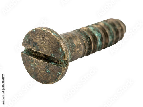 Photorealistic 3d cgi render of rusty old iron screw bolt isolated on background for professional graphic design