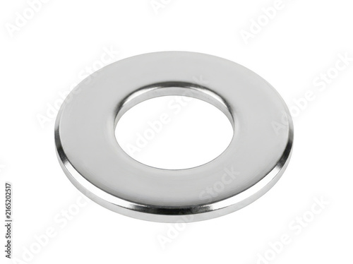 Photorealistic 3d cgi render of silver metal ring washer hardware steel isolated on background for professional graphic design