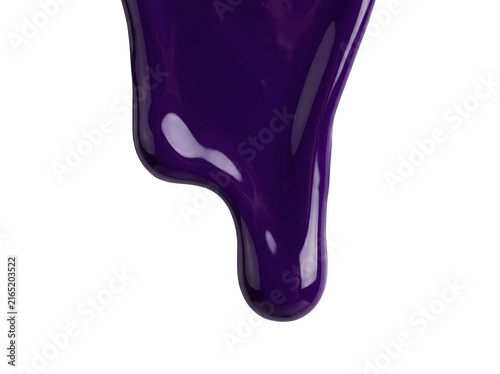 Photorealistic 3d cgi render of purple paint liquid drip splash isolated on background for professional graphic design