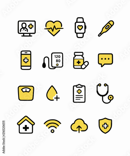 Remote Patient Care Icon Flat Vector