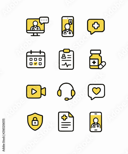 Video Doctor Consultation Icon Vector