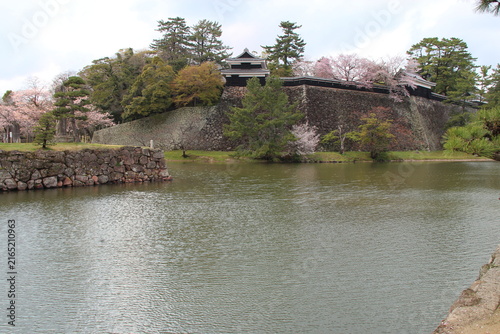 Obraz na plátne moats and surrounding wall of a castle in matsue in japan
