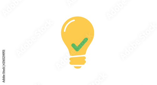 Light Bulb with Green Check Mark.