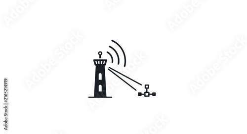 Lighthouse Emitting Light Beam Signal.