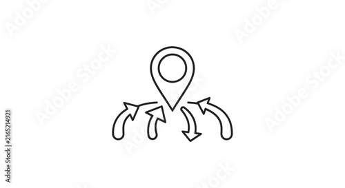 Location Pin with Arrows Icon.