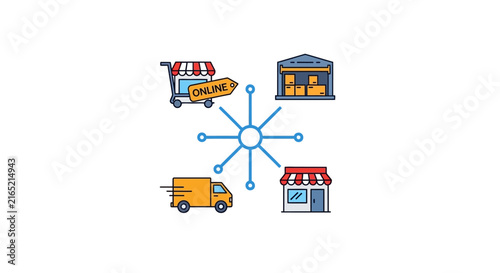Logistics and delivery service network.