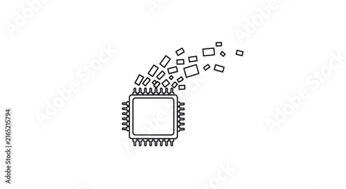 Canvastavla Microchip exploding into digital pieces.