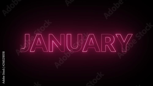 Moderan text monthly animation with saber, January saber text animation in 4k with alpha channel.