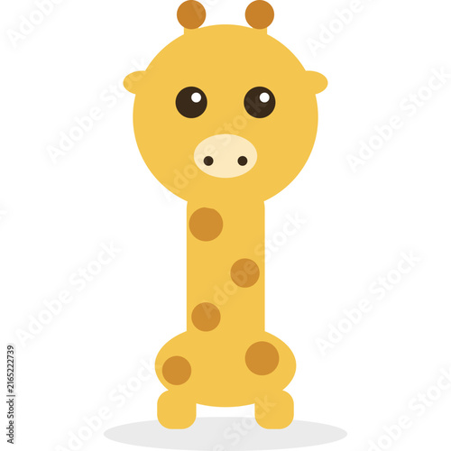 Cute cartoon baby giraffe character vector illustration isolated on white background