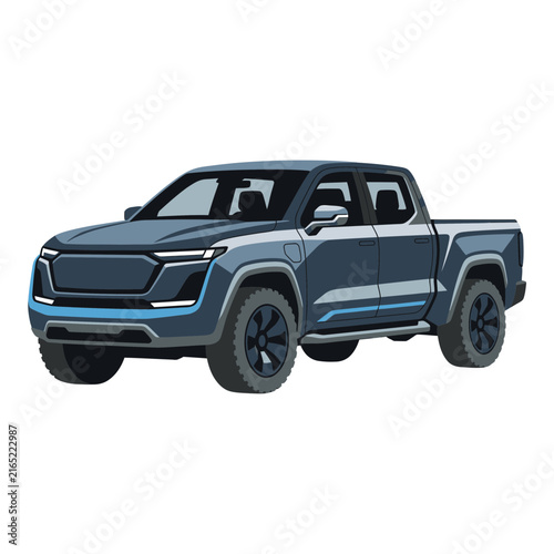 Modern Electric Pickup Truck, Futuristic Vehicle Design, Automotive Concept Art