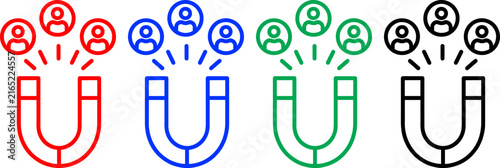 Foto Lead generation magnet icons attracting profile avatars for marketing target growth