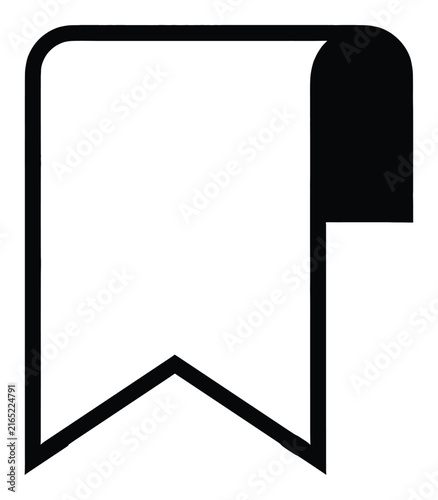 Minimalist bookmark icon with a folded corner and pointed bottom edge.