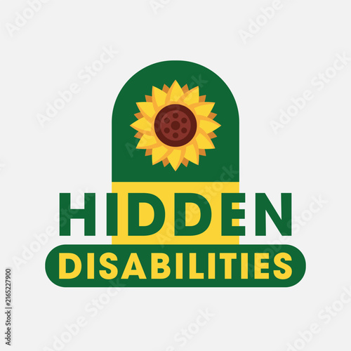 Hidden Disabilities Sunflower Awareness Card and Poster Template, Vector Design.