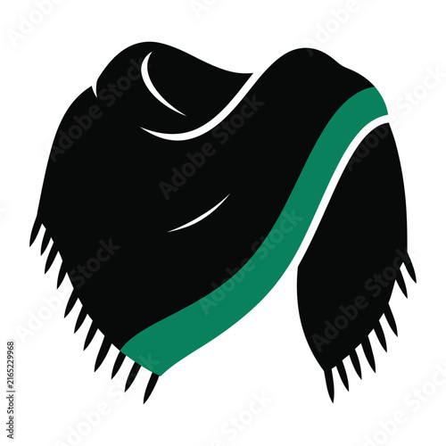 Fotografie Mexican rebozo shawl vector icon illustration with green stripe for Mexico Indep