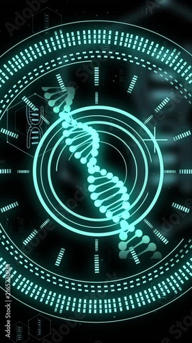 Animation of scope, dna strand over data processing