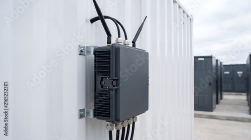 Industrial iot edge gateway mounted on battery energy storage system bess container wall for renewable grid stabilization