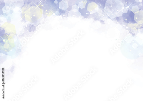 Soft watercolor winter frame with sparkling light and copy space