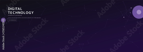 Abstract Dark Purple Background Featuring Geometric Network Connections and Data Flow Visuals for Modern Technological Web Interface Projects