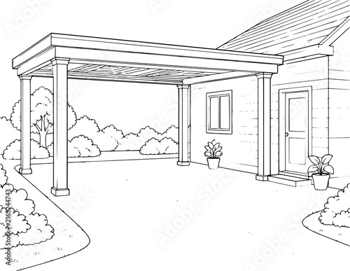 Outdoor Home Background Coloring Pages | House Surroundings, Front Yard, Backyard, Garden, Patio, Driveway, Porch, Fence, Lawn & Outdoor Living Scenes for Kids, Classroom Crafts & Creative Activities