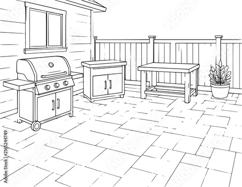 Outdoor Home Background Coloring Pages | House Surroundings, Front Yard, Backyard, Garden, Patio, Driveway, Porch, Fence, Lawn & Outdoor Living Scenes for Kids, Classroom Crafts & Creative Activities