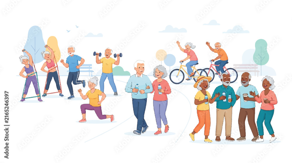Fototapeta premium Diverse Group Engaging in Various Leisure Activities Outdoors.