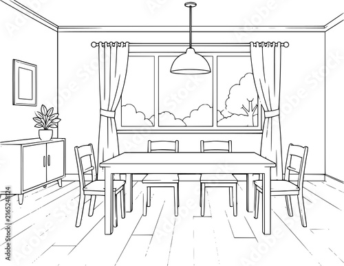 Home Interior Background Coloring Pages | Printable Indoor House Scenes Featuring Living Rooms, Bedrooms, Kitchens, Dining Areas, Bathrooms, Home Offices & Cozy Interior Spaces for Kids