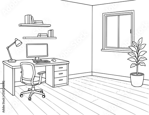 Home Interior Background Coloring Pages | Printable Indoor House Scenes Featuring Living Rooms, Bedrooms, Kitchens, Dining Areas, Bathrooms, Home Offices & Cozy Interior Spaces for Kids