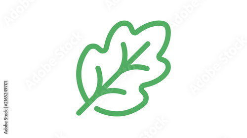 Stylized green oak leaf outline icon.