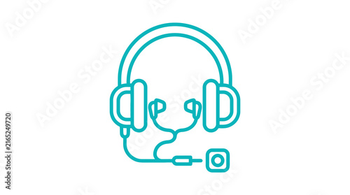 Teal gaming headset icon with microphone.
