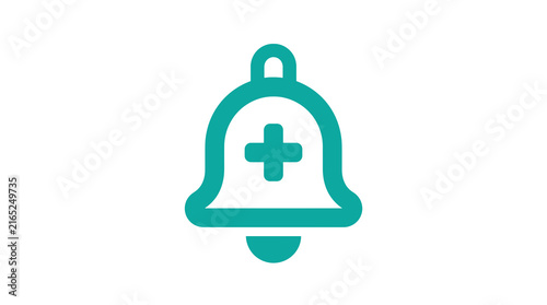 Teal medical bell icon for nursing and healthcare.