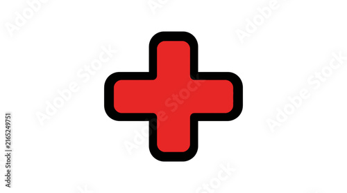 Thick red cross icon for healthcare signage.