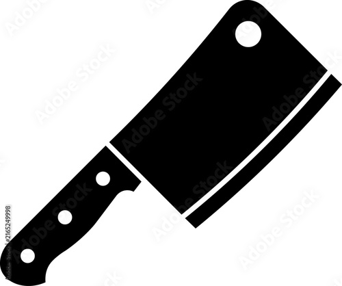Bild auf Leinwand Black silhouette icon of a meat cleaver kitchen knife