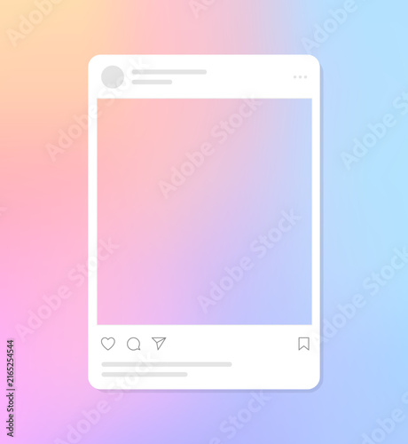 Instagram Social Media Blank Post UI Template on a Colorful Background. Modern App User Interface Layout Vector Illustration
