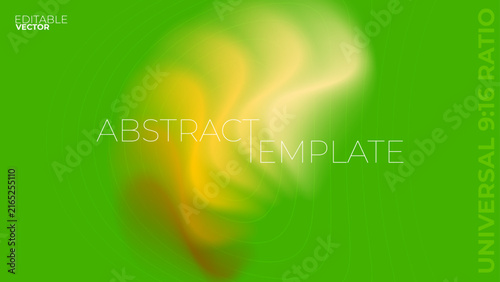 Abstract Vibrant Green Vector Template Background With Blurred Yellow Mesh Gradient and Thin Contour Lines for Poster Design or Social Banner