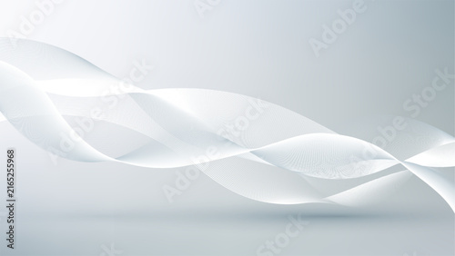 Abstract white wave background with flowing dynamic lines on light gray gradient modern technology clean corporate banner vector design
