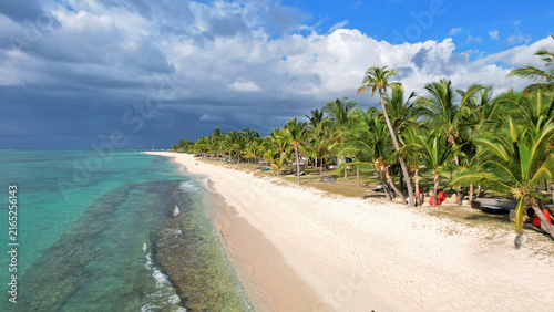 Mauritius beautiful coastline view from above