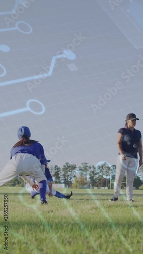 Animation of colourful squares over male rugby players at stadium