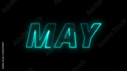 Moderan text monthly animation with saber, May  saber text animation in 4k with alpha channel.