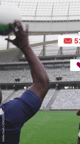 Animation of icons and data processing over diverse rugby players