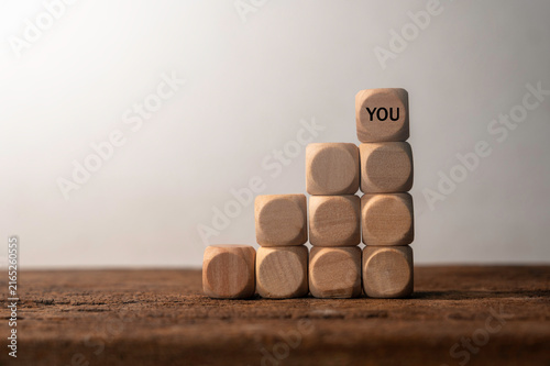 Plakat Simple Wooden Blocks Forming Concept of Growth with Word You