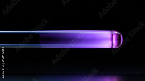 Glowing Purple Neon Argon Gas Discharge Tube on Black