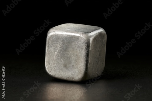 Metallic Cube with Rounded Edges on Black Background