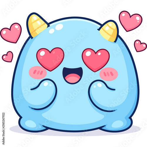 Fotografía Blob Cute Blue Monster Character Colection