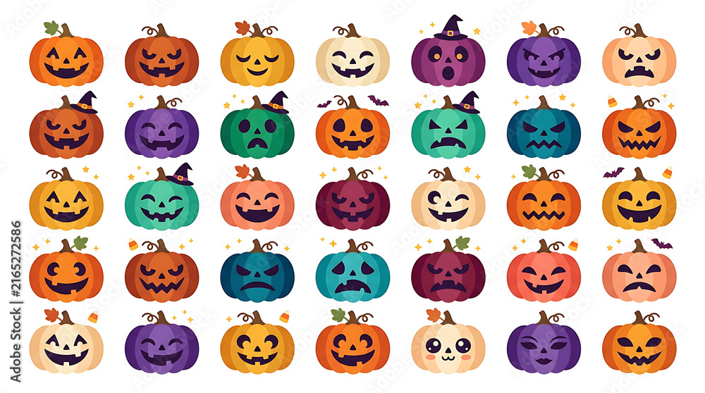 Naklejka premium Colorful Pumpkin Pattern